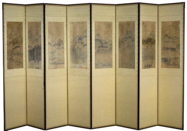 A KOREAN EIGHT PANEL SCREEN,