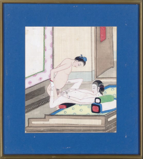 TEN EROTIC WATERCOLO SCROLL PAINTINGS,