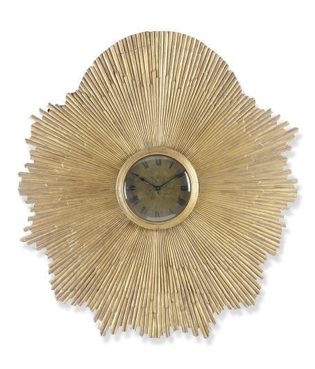 A GILTWOOD STARBURST WALL CLOCK,