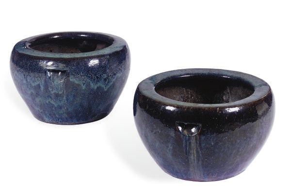 A PAIR OF CHINESE GLAZED CERAMIC PLANTERS,