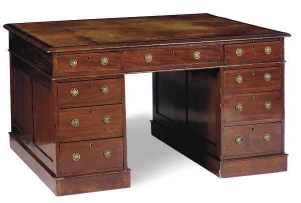A VICTORIAN MAHOGANY PARTNER'S DESK,