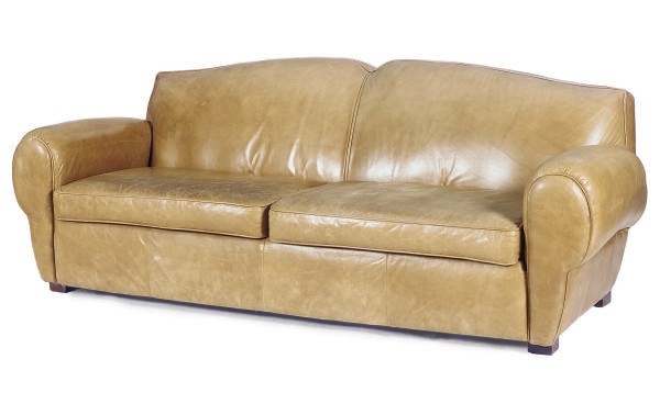 A LEATHER-UPHOLSTERED SOFA,