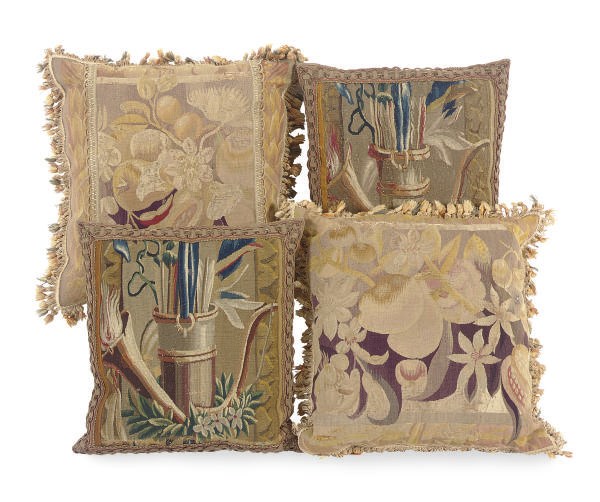 TWO PAIRS OF TAPESTRY CUSHIONS,