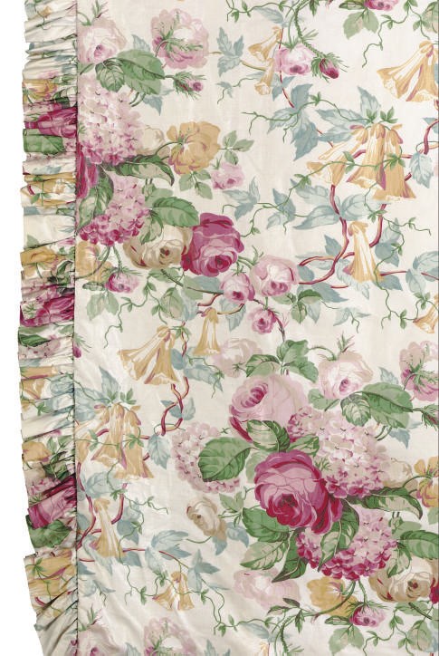 FOUR FLORAL CHINTZ CURTAIN PANELS,