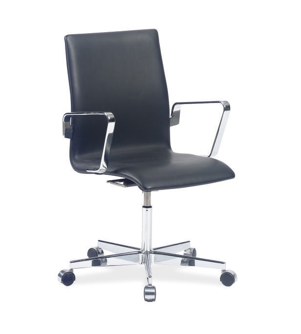 A CHROMED-METAL AND LEATHER DESK CHAIRS,