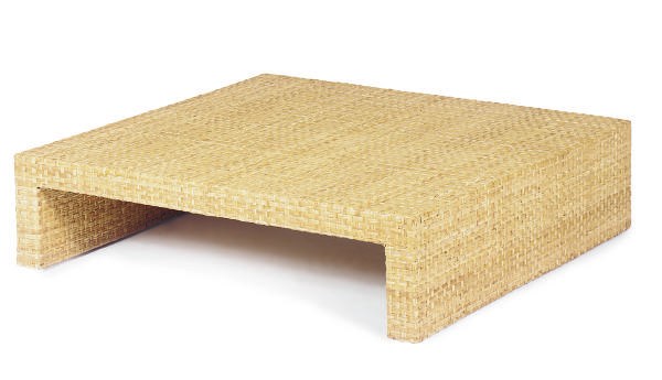 A WICKER LOW TABLE,
