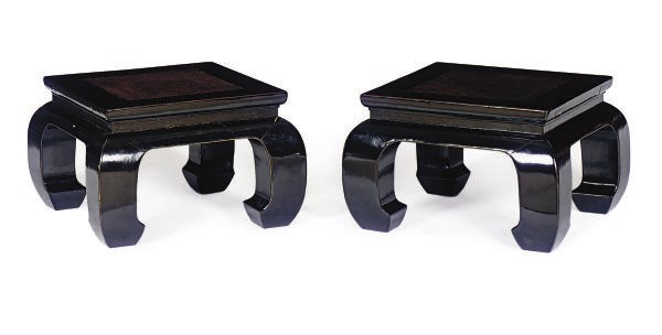 A PAIR OF CHINESE BLACK LACQUER LOW TABLES,