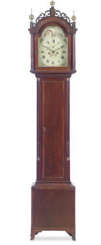 A FEDERAL INLAID MAHOGANY TALL-CASE CLOCK,