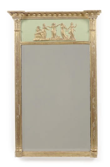 A PAINTED AND PARCEL-GILT MIRROR,