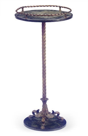 A GILT-METAL AND FAUX-MARBLE SMOKING STAND,