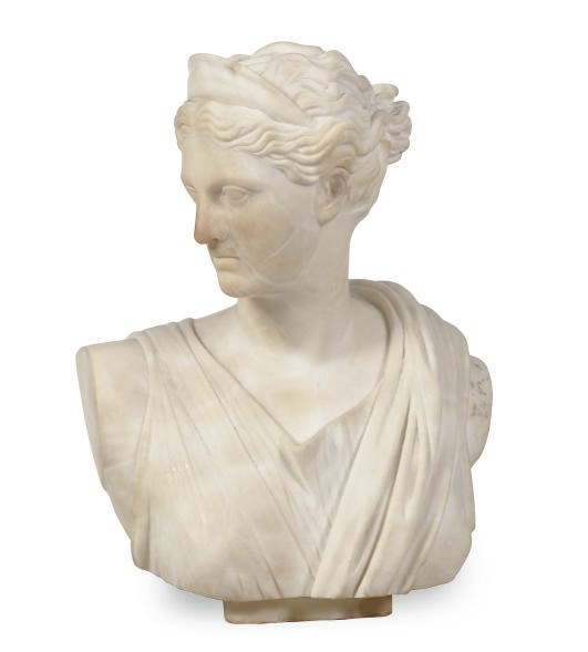 A MARBLE FIGURE OF DIANA,