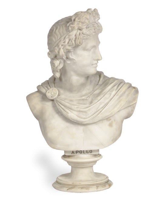 A MARBLE BUST OF APOLLO,