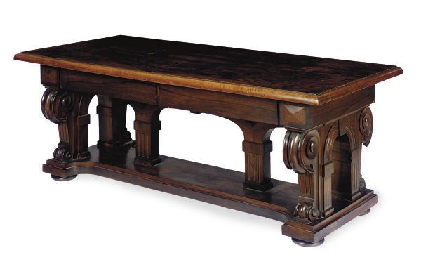 A WALNUT LIBRARY TABLE,