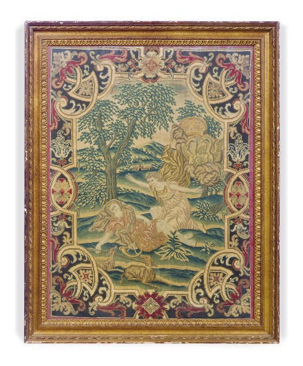 A FRENCH NEEDLEWORK PANEL,