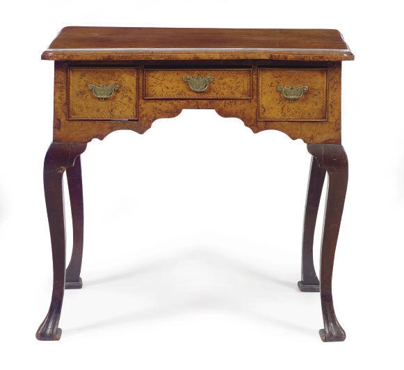 A GEORGE I POLLARD AND STAINED OAK DRESSING TABLE,