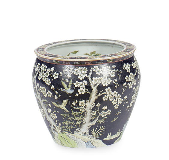A CHINESE POLYCHROME-GLAZED JARDINIERE,