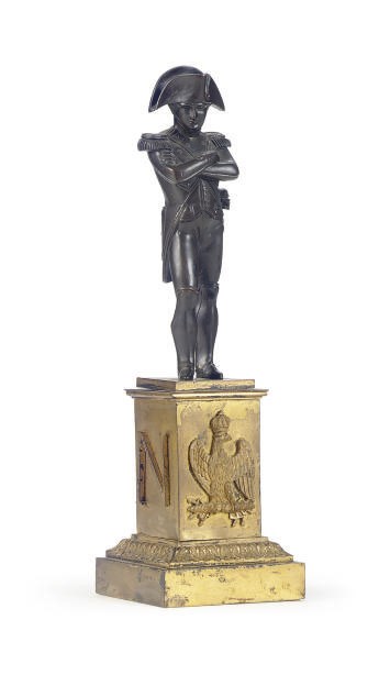 A PATINATED BRONZE FIGURE OF NAPOLEON,