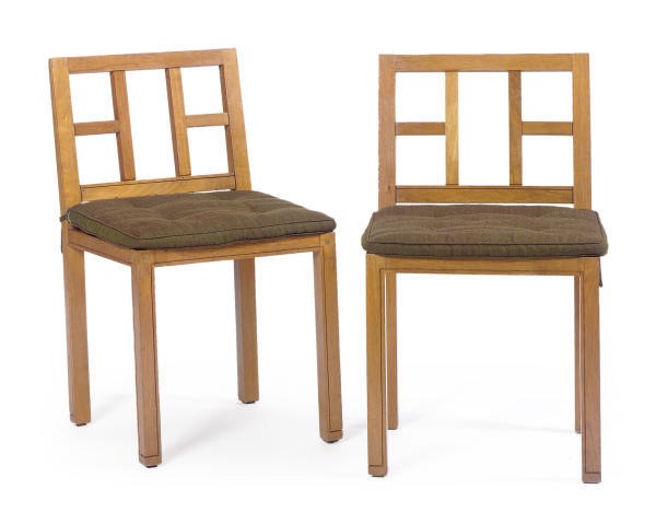 A SET OF SIX OAK AND CANED SIDE CHAIRS,