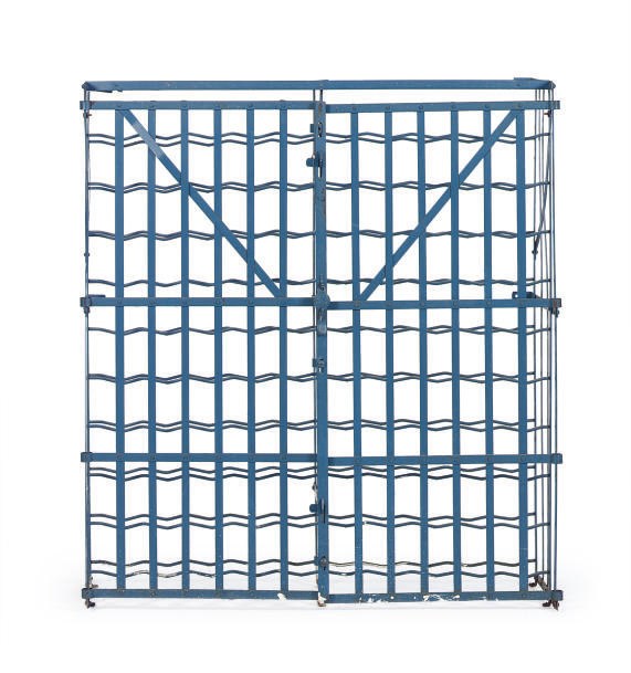 A FRENCH ENAMELED METAL WINE RACK,