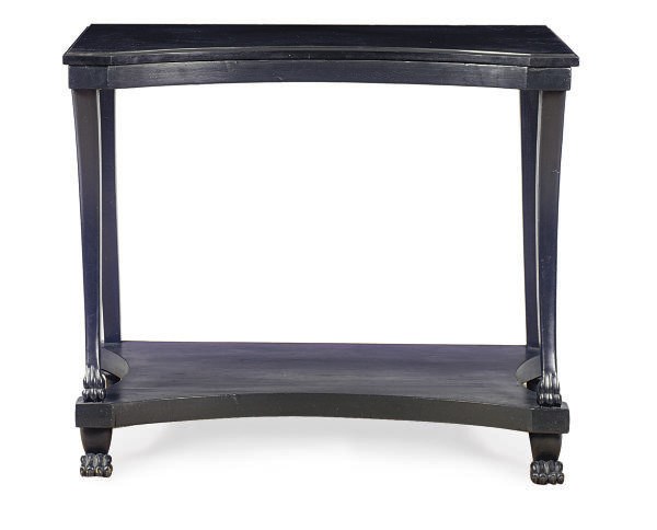AN EBONIZED AND SLATE-TOP SIDE TABLE,
