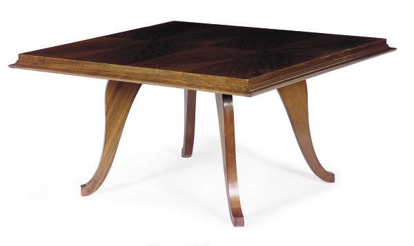 A MAHOGANY SQUARE-FORM DINING TABLE,