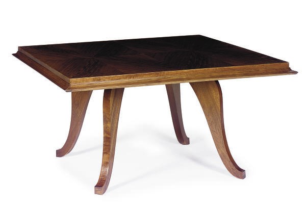 A MAHOGANY SQUARE-FORM DINING TABLE,