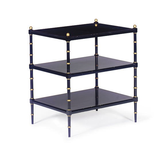 AN EBONIZED AND PARCEL-GILT ETAGERE,