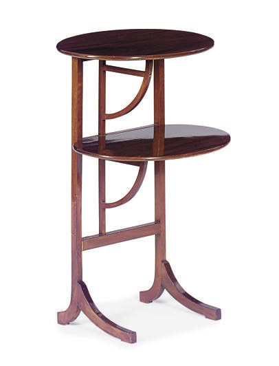 A MAHOGANY TIERED SIDE TABLE,