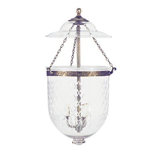 A CUT-GLASS AND GILT-METAL HALL LANTERN,
