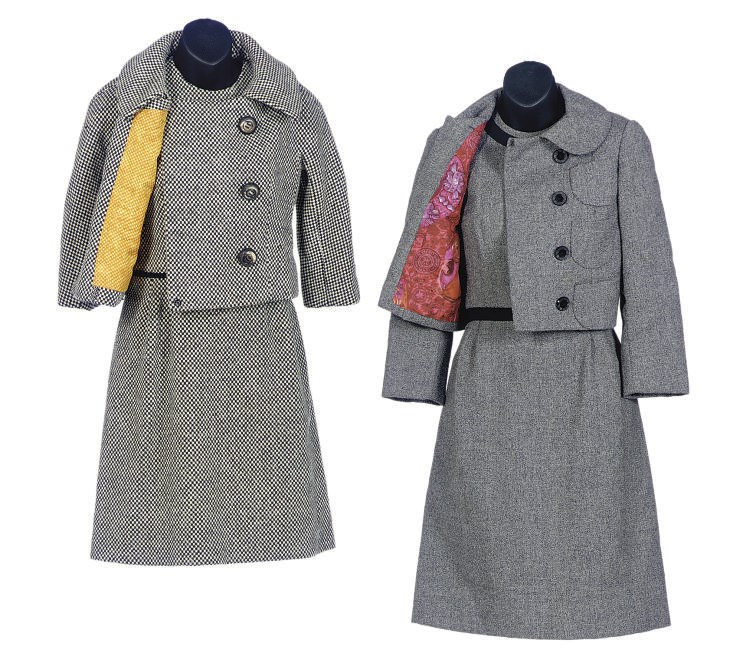 TWO A LA CARTE WOOL TWO-PIECE DAY SUIT ENSEMBLES,