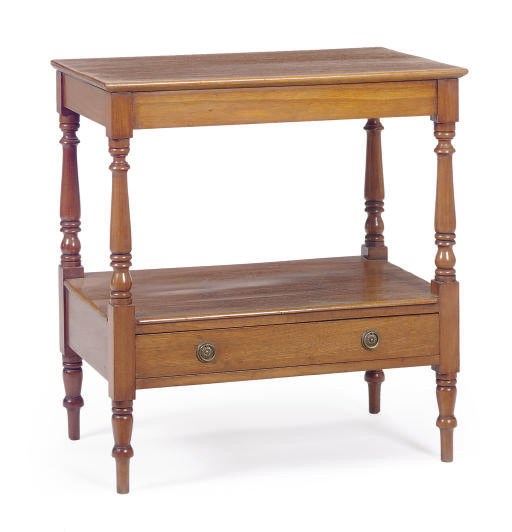 A MAHOGANY TWO-TIER SIDE TABLE,