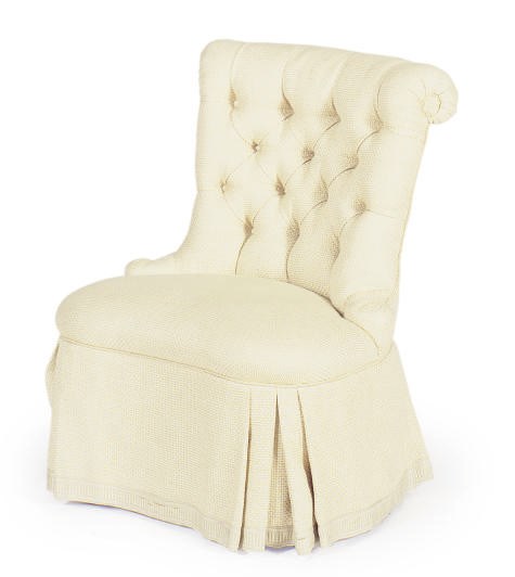 AN UPHOLSTERED SWIVEL SLIPPER CHAIR,