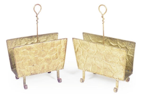A PAIR OF GILT-METAL MAGAZINE STANDS,
