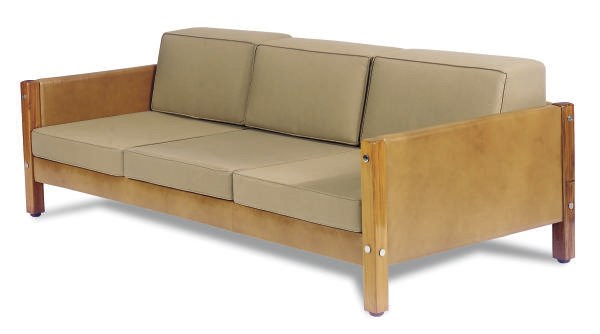 A ROSEWOOD AND UPHOLSTERED SOFA**,