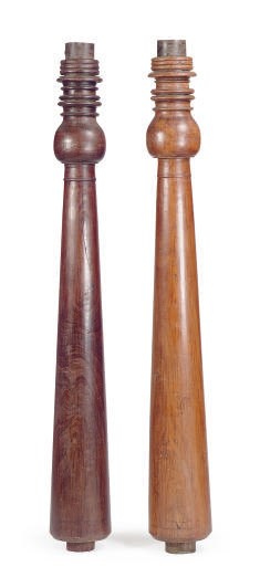 TWO WOOD COLUMNS,