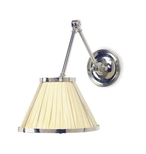 A PAIR OF ADJUSTABLE CHROMED-METAL WALL LIGHTS,