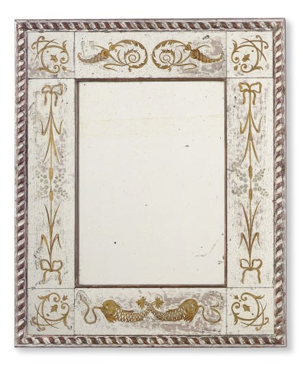 A VENETIAN GILT-DECORATED MIRROR,
