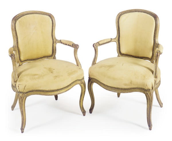 A SET OF SIX LOUIS XV GILTWOOD FAUTEUILS,