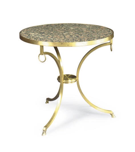 A PAIR OF EMPIRE STYLE GILT-BRONZE AND GRANITE CIRCULAR GUERIDONS,