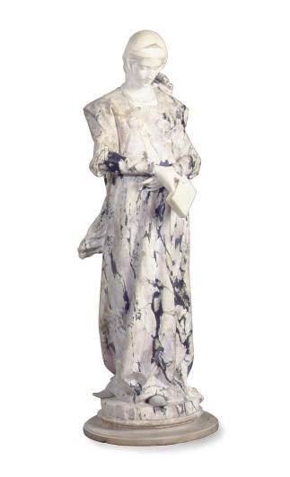 AN ITALIAN CARVED MARBLE FIGURE OF A MAIDEN,