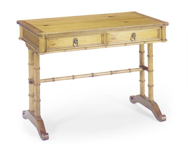 A PINE FAUX-BAMBOO WRITING TABLE,