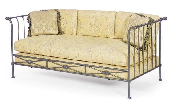 A STEEL AND GILT-METAL DAYBED,