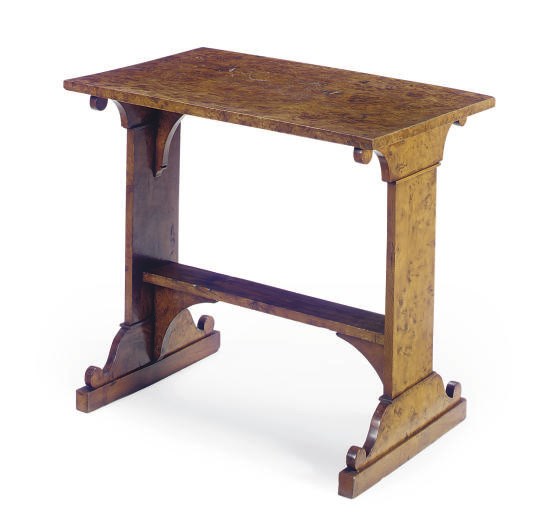 A VICTORIAN BURL WALNUT SIDE TABLE,