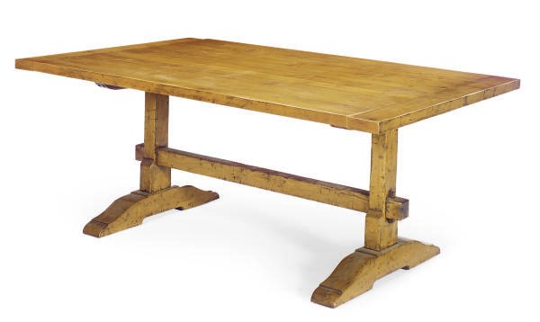 A FRUITWOOD TRESTLE TABLE,