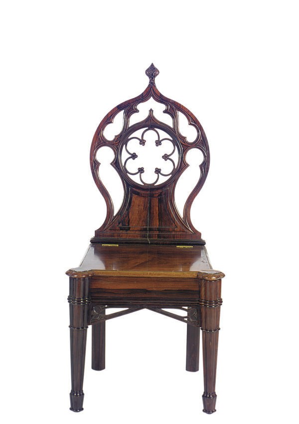 A GOTHIC REVIVAL CARVED ROSEWOOD SIDE CHAIR,