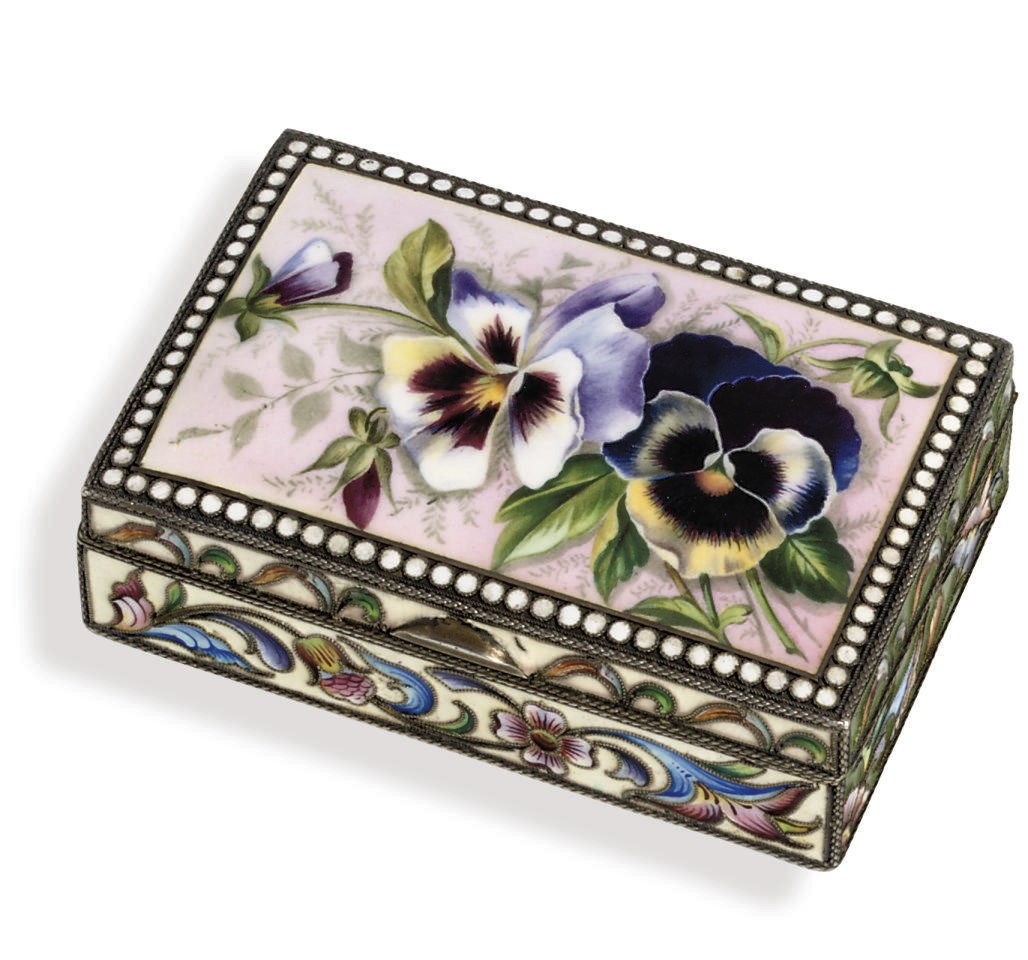 A silver-gilt, cloisonné and en plein enamel snuff-box