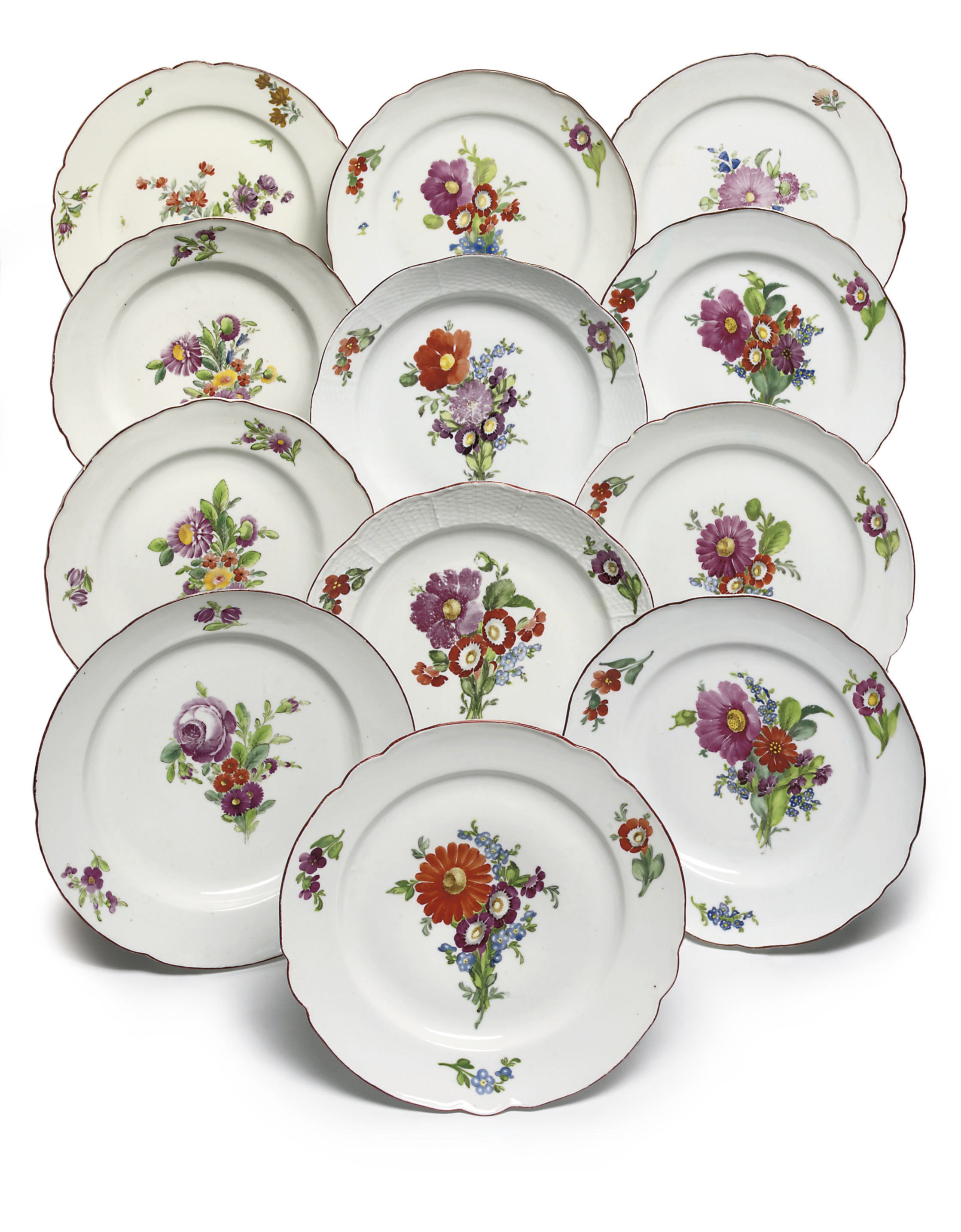 Twelve porcelain plates