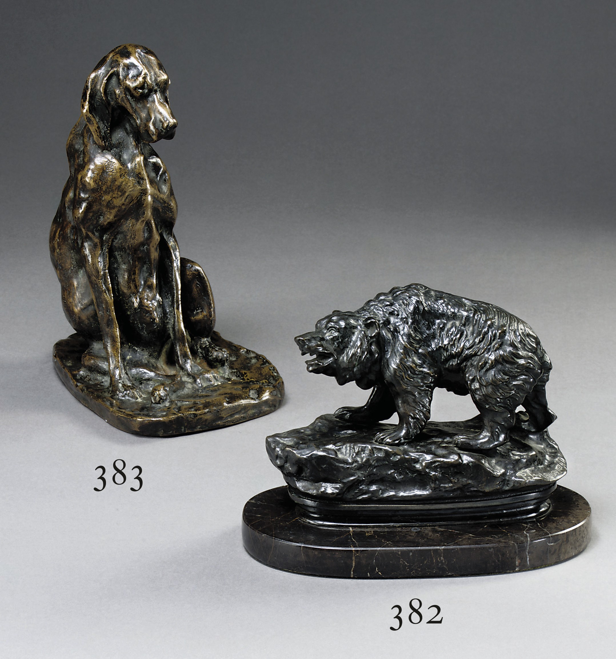 A bronze model of a dog