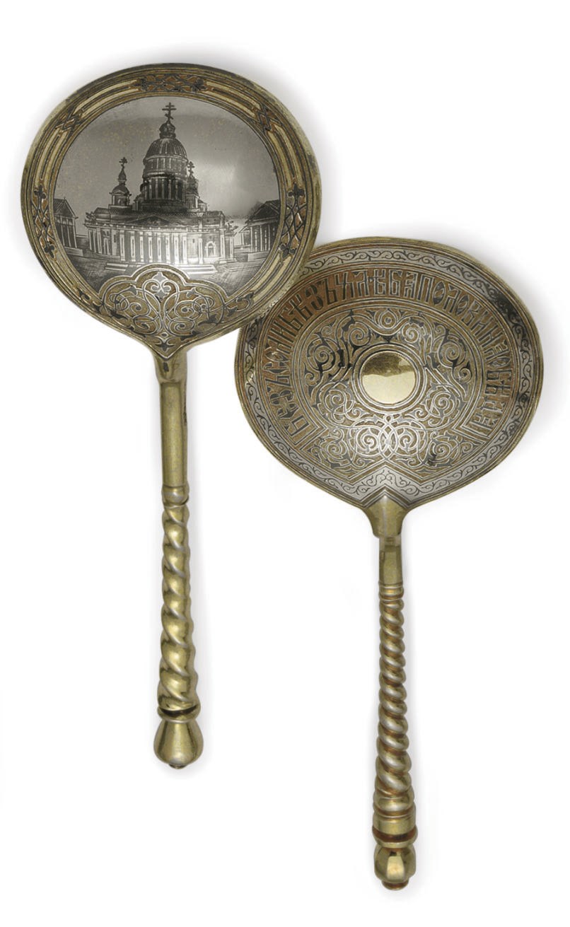 Two silver-gilt and niello spoons