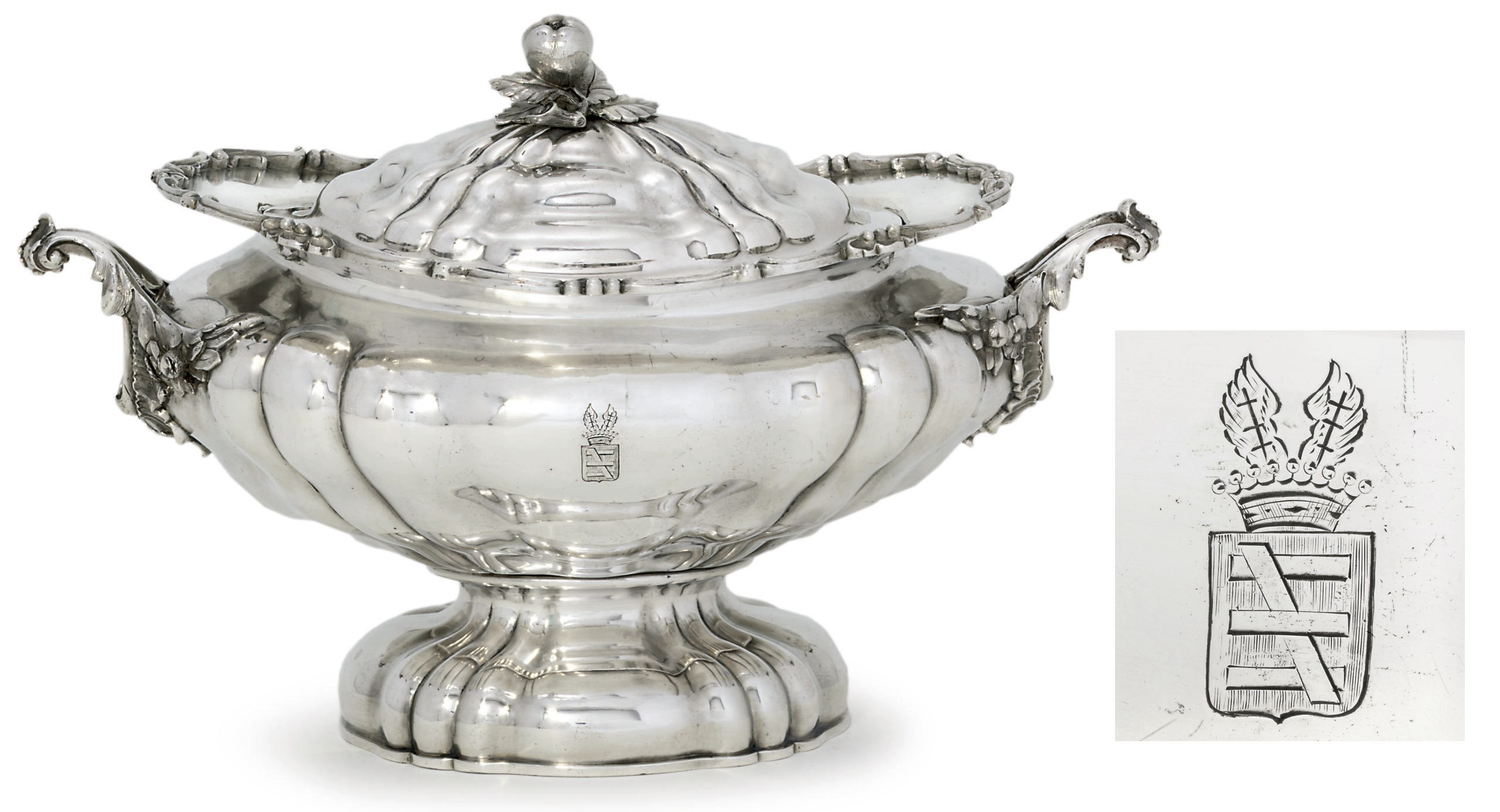 A silver soup-tureen